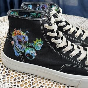 Rick and Morty Custom Men's Athletic High Top Canvas Shoes Size 10.5M sku 3190